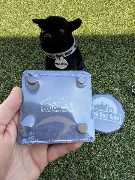 Black Dog Ride Slate Coaster Set - Set of 6