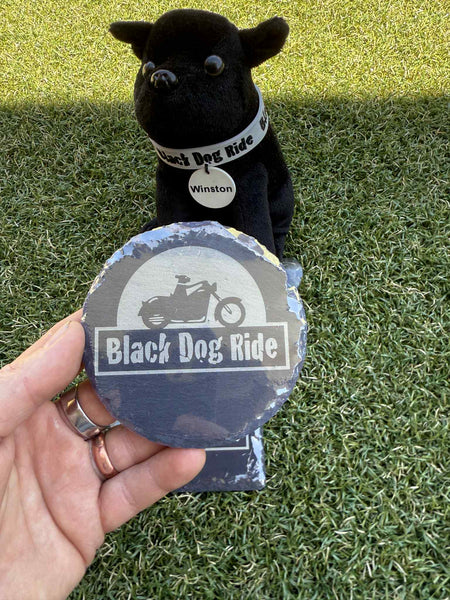 Black Dog Ride Slate Coaster Set - Set of 6