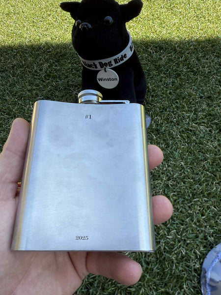 Black Dog Ride Stainless Steel Flask - Brushed Finish